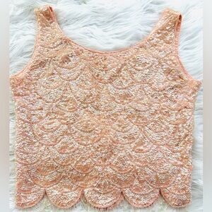 Vintage each bead is hand sewn, silk lined, beautiful top. Size medium, pink